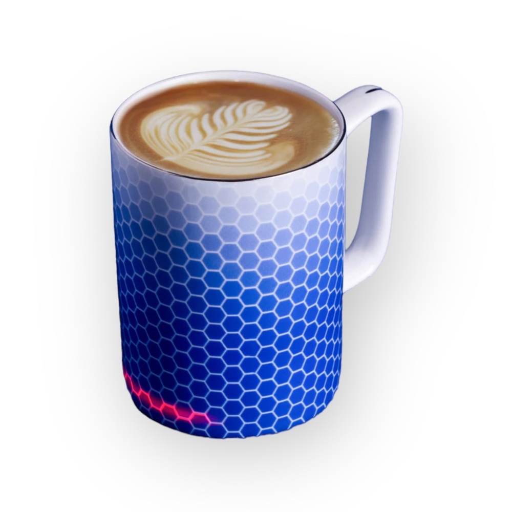 Glowstone 𖤗 Smart Wireless Heated Coffee Mug 𖤗 Blue Honeycomb 𖤗 Brookstone 𖤗